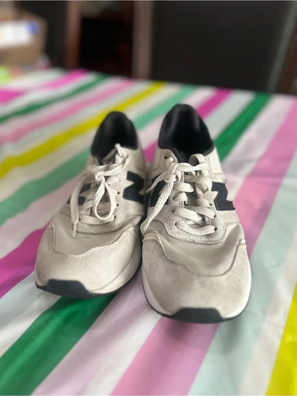New Balance women’s Beige and Black Athletic Sneakers size 7.5.